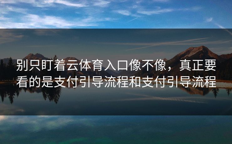 别只盯着云体育入口像不像，真正要看的是支付引导流程和支付引导流程