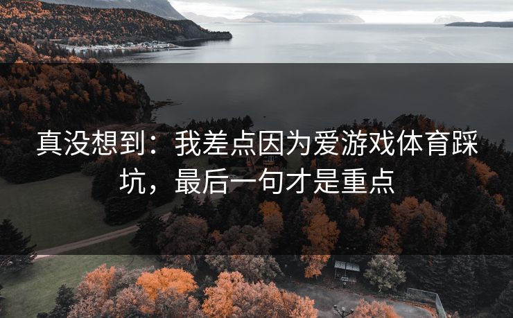 真没想到：我差点因为爱游戏体育踩坑，最后一句才是重点