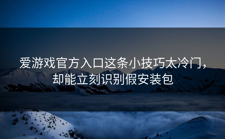 爱游戏官方入口这条小技巧太冷门，却能立刻识别假安装包
