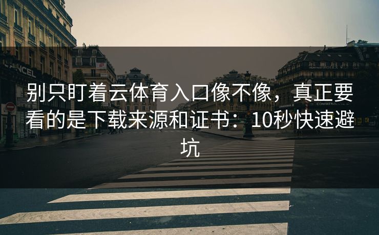 别只盯着云体育入口像不像，真正要看的是下载来源和证书：10秒快速避坑