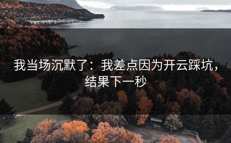 我当场沉默了：我差点因为开云踩坑，结果下一秒