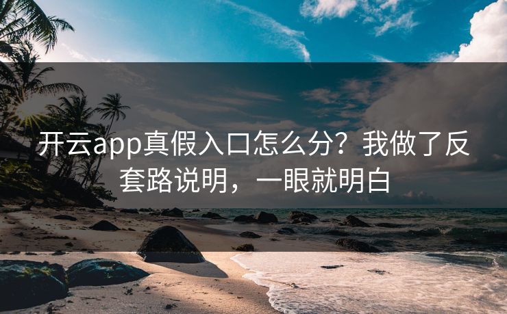 开云app真假入口怎么分？我做了反套路说明，一眼就明白